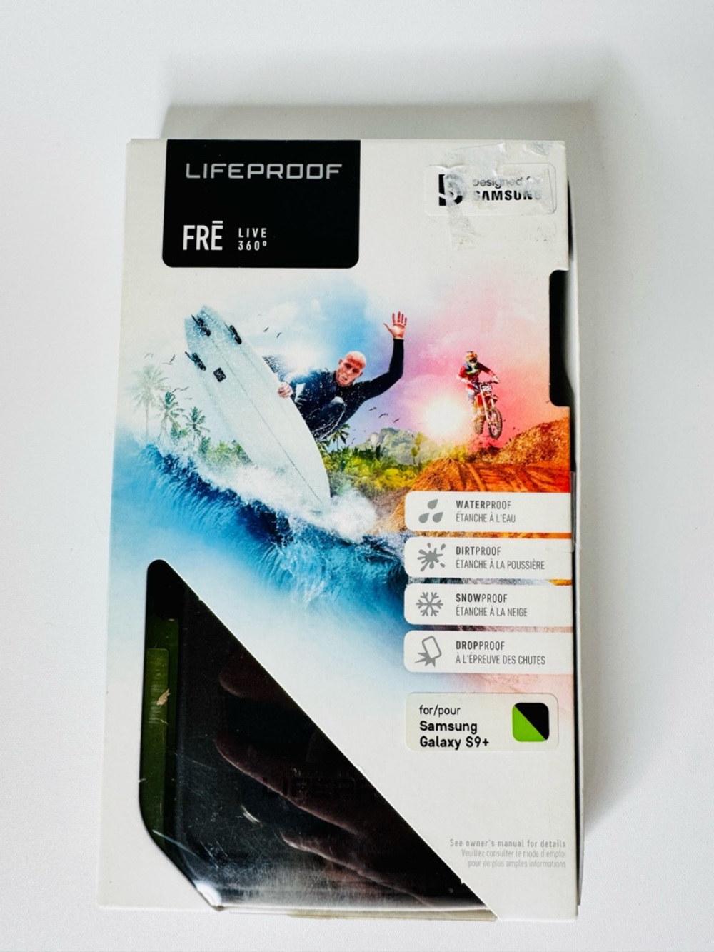 LifeProof FRĒ Waterproof Case for Samsung Galaxy S9+ Black with Lime Trim